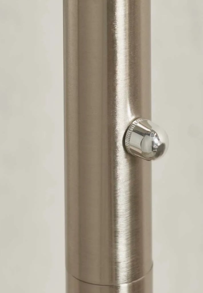 LED Modern floor lamp boasting a satin nickel finish
