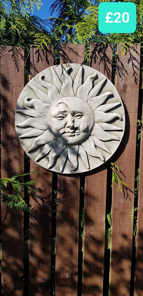 Sun & Moon plaque stone statue,garden ornament