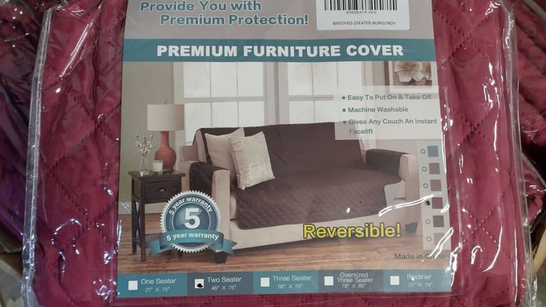 image for premium furniture cover 2 two seater settee sofa pet friendly dog cat protector burgundy red