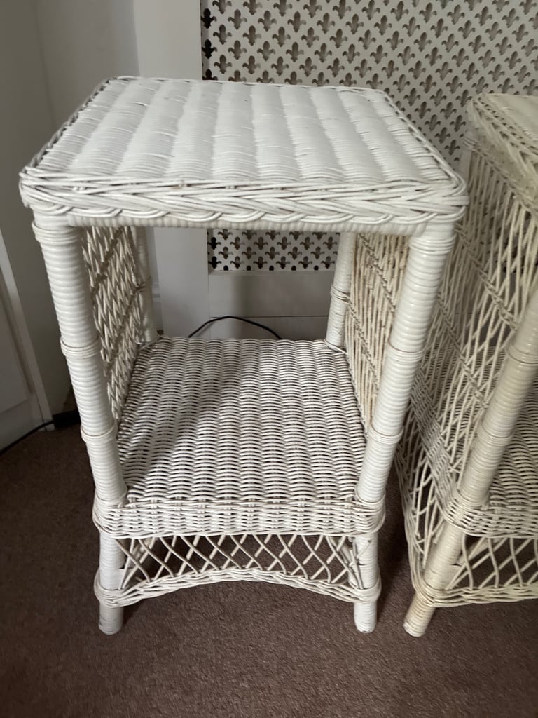 Two rattan bedside tables
