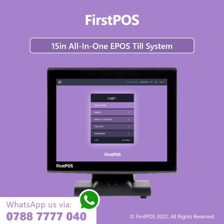 17 Inch Touchscreen EPOS POS Cash Register Till System for Retail, Hospitality, Takeaway and Salon