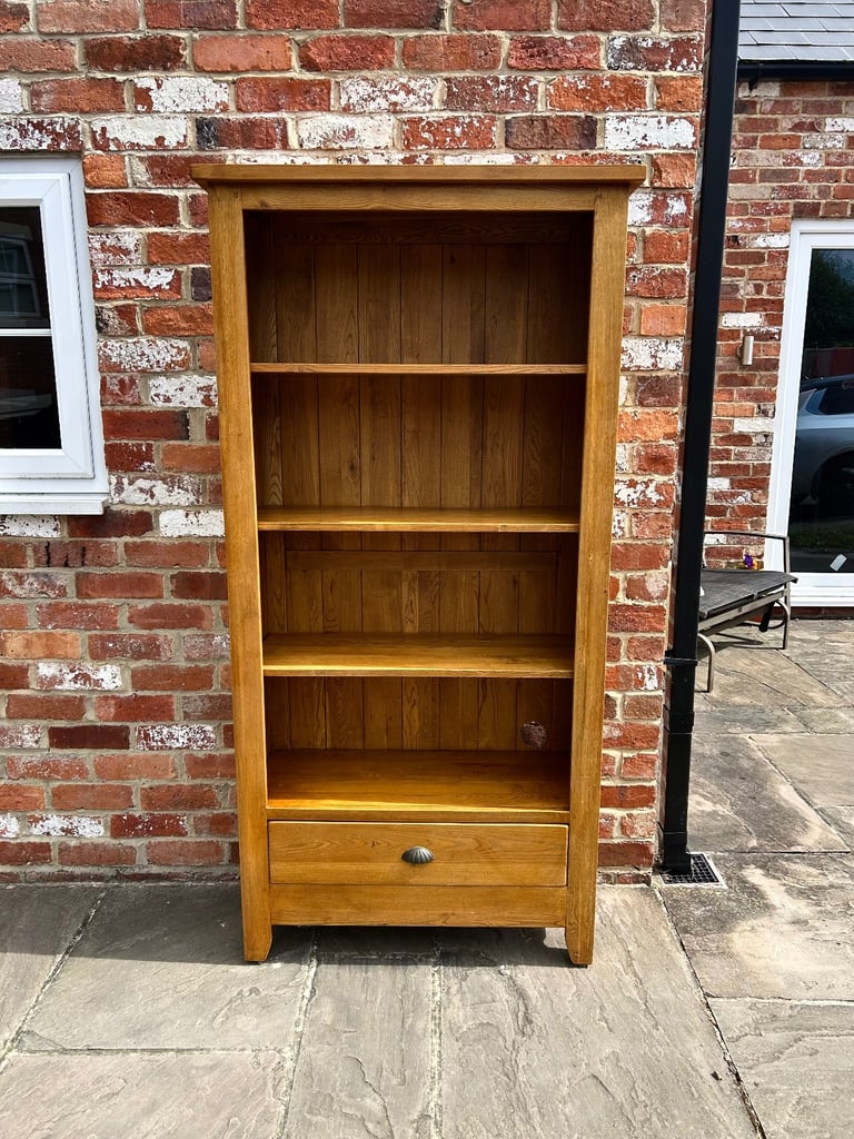 Rustic Solid Oak Tall Bookcase - Excellent Condition 