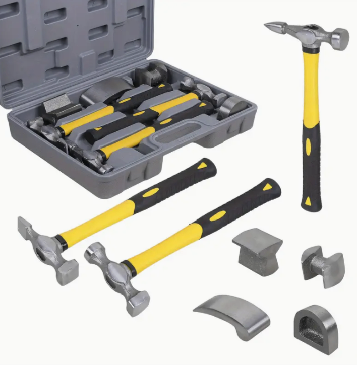 image for 7 Pcs Car Dent Auto Body Panel Repair Tool Kit Beating Dollie Hammer Set