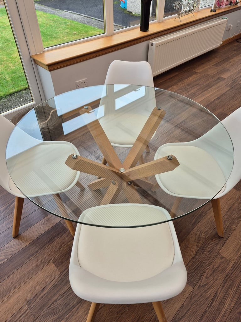image for Round Glass Dining Table and Chairs