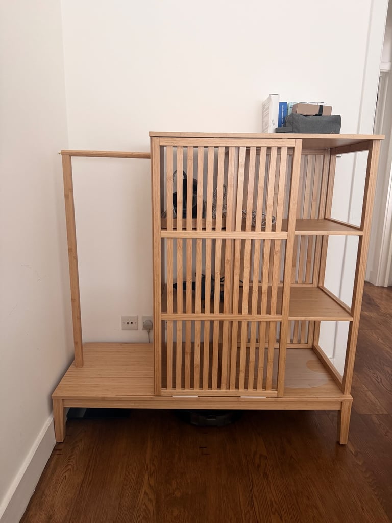 image for NORDKISA Open wardrobe with sliding door, bamboo, 120x123 cm