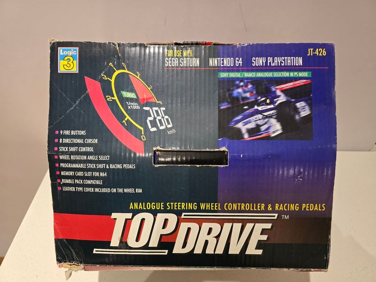 Logic 3 Top Drive Retro Analogue Steering Wheel Controller and Racing Pedals