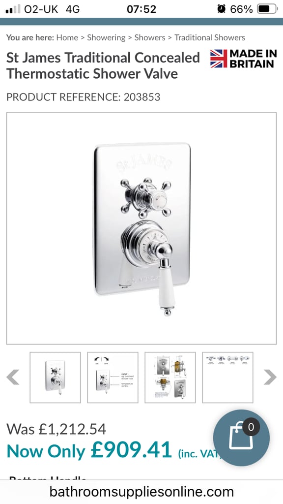 image for St James concealed shower valve + Gessi Emporio wall mounted mixer basin tap