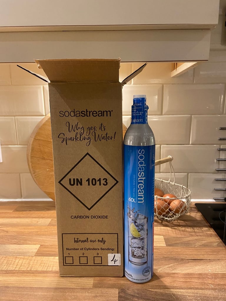 image for SodaStream 60 Litre Gas Cylinders x4 - full, 60ltr, Screw-in
