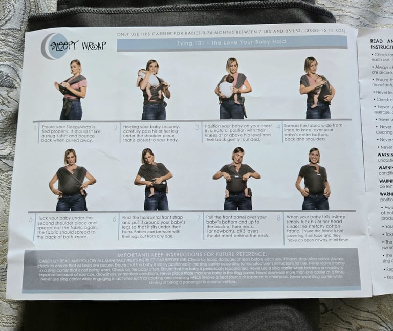 Sleepy Wrap Baby Carrier – New with Manual