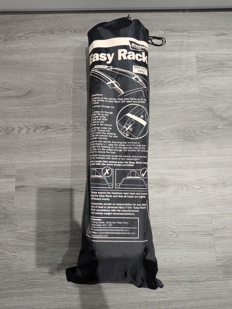 image for NEW Streetwize SWRB6 Easy Rack Soft Foam Roof Rack (No Tools Needed) + 2x FREE Gifts Included