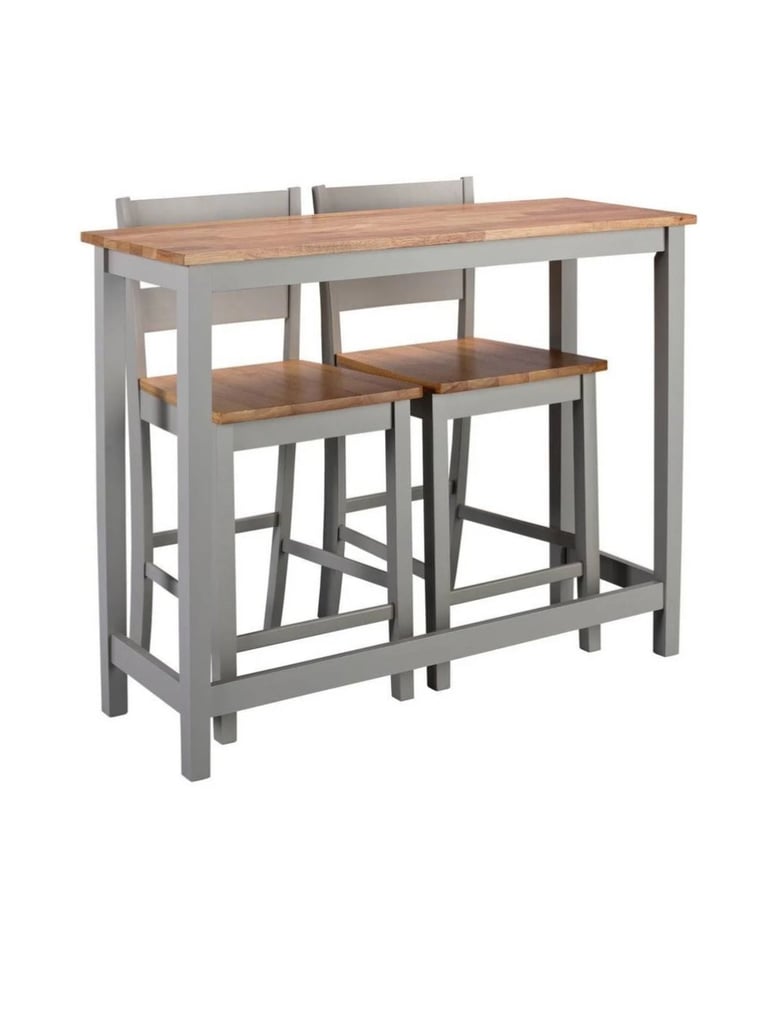 image for Breakfast bar and 2 chairs - grey/oak