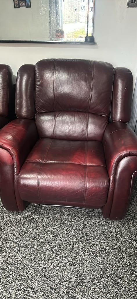 Red leather recliners 