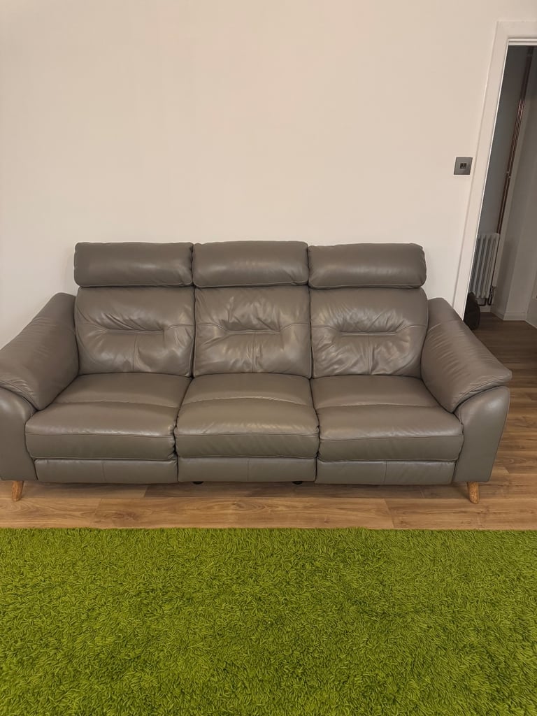 image for Grey oak furnitureland electric reclining three seater sofa