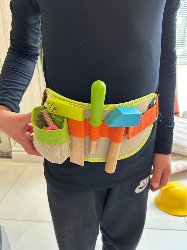 image for Kids tool belt with wooden tools 