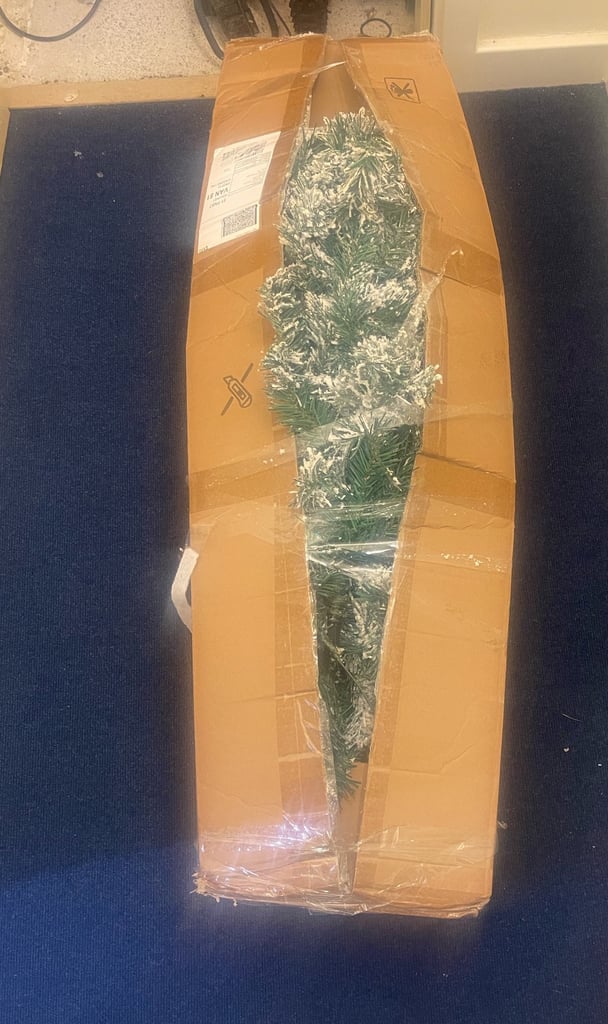 image for 8ft snowy Christmas tree with lights 