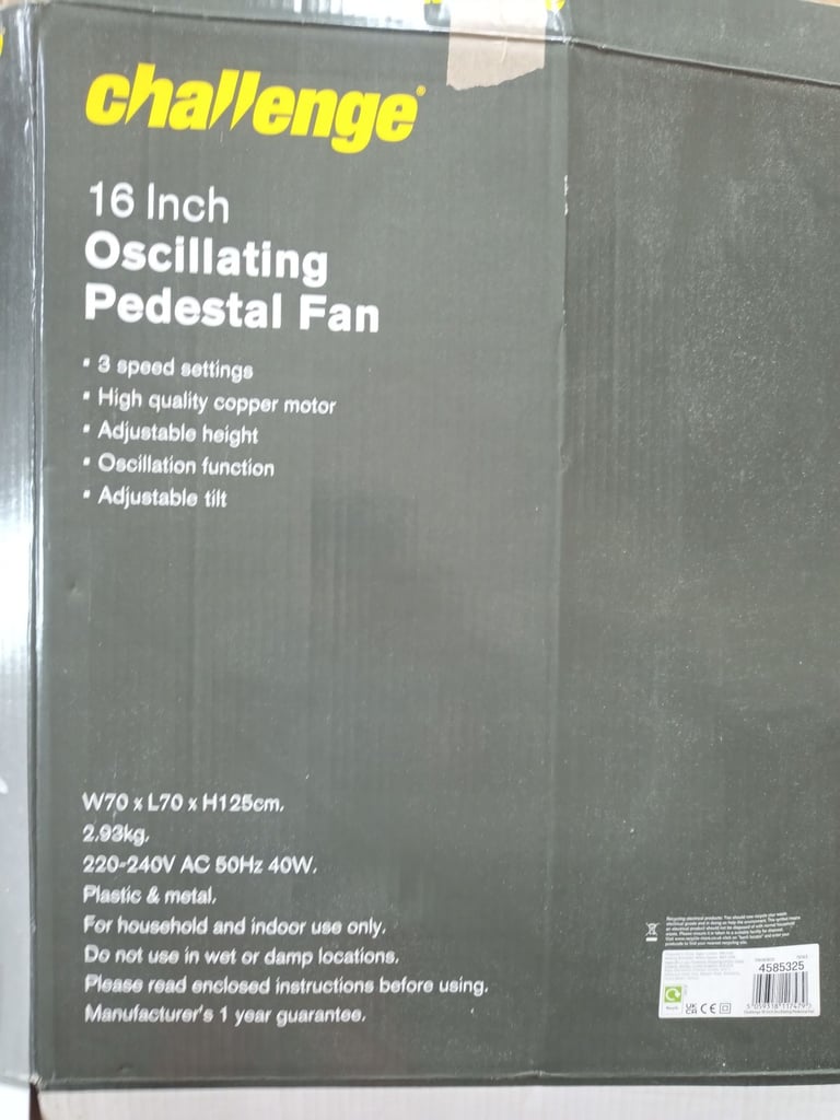 Three-speed 16 inch pedestal fan