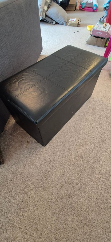Black ottoman storage footstool