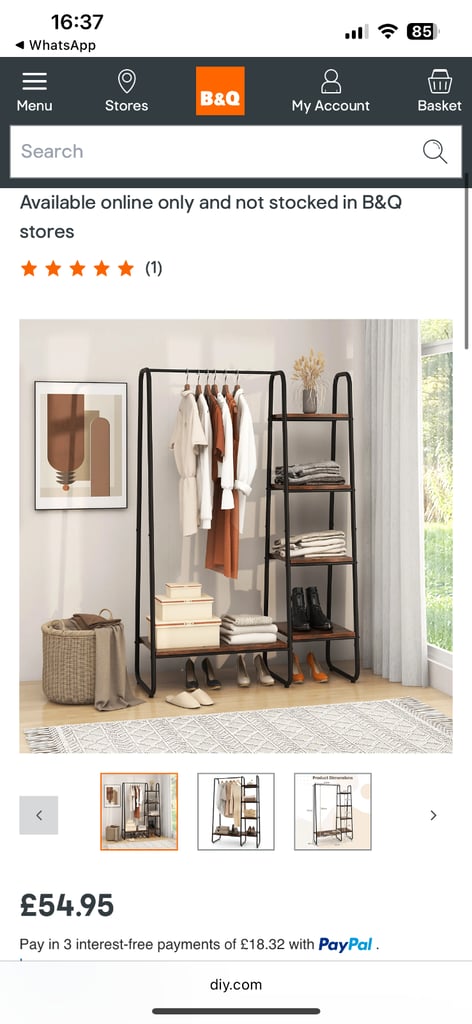 Strong and sturdy clothes rail with 4 shelves 