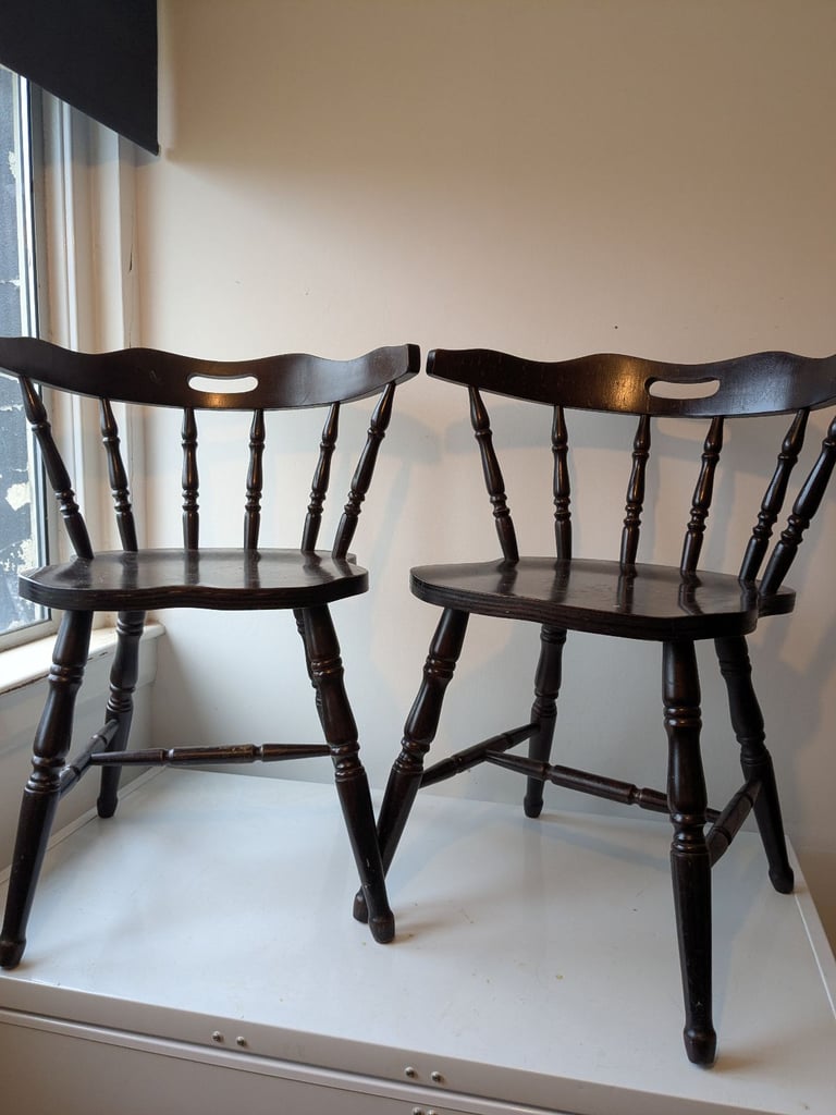 image for Two Wooden Windsor Style Dining Chairs 