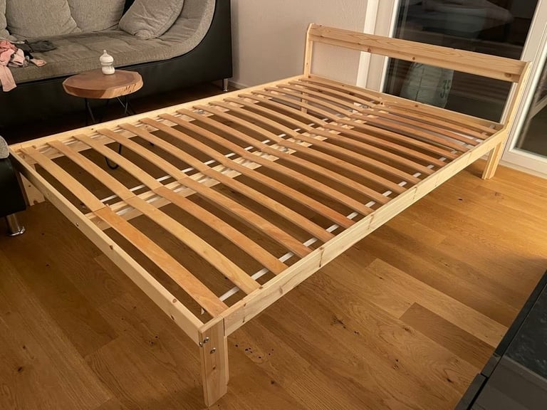 Pine double bed
