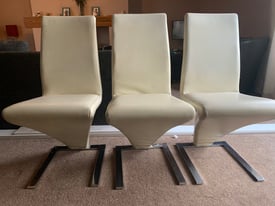 image for 6 x faux cream leather dining chairs 