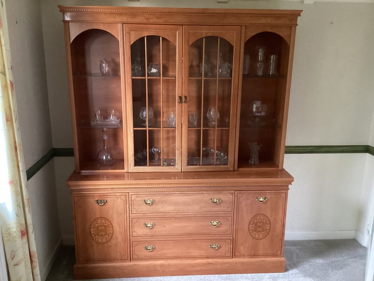 image for Large dresser. Glass and wood doors and glass shelves , really good condition. 
