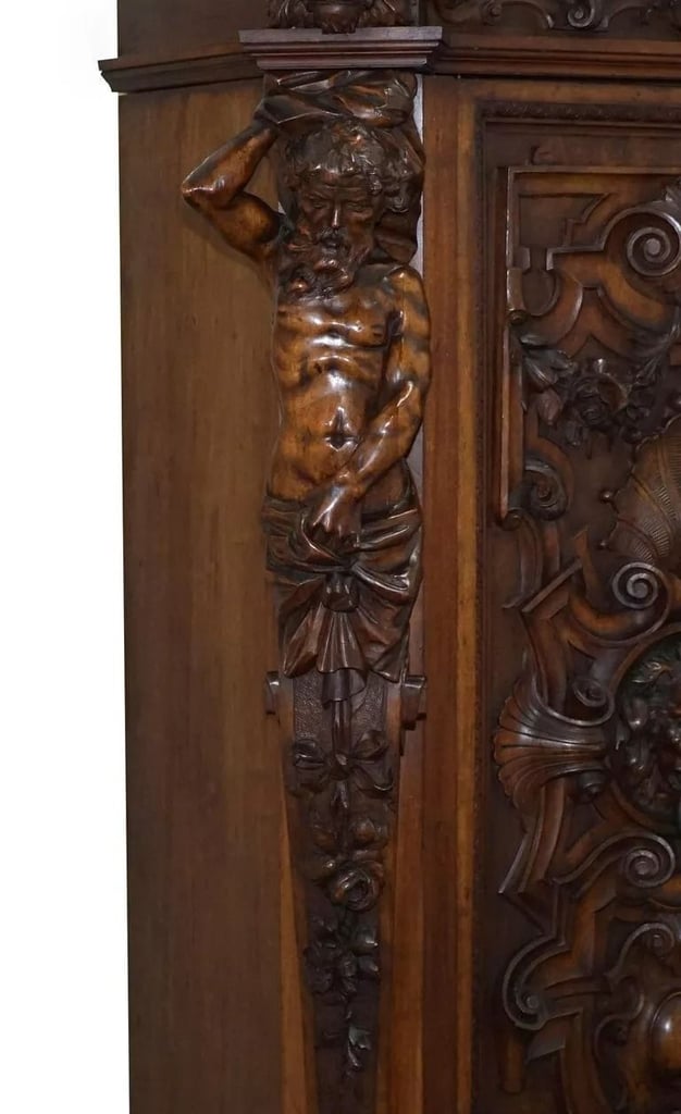 Rare Moses Michelangelo Guggenheim & Pauly Cie Et Venice Antique Carved Armoire