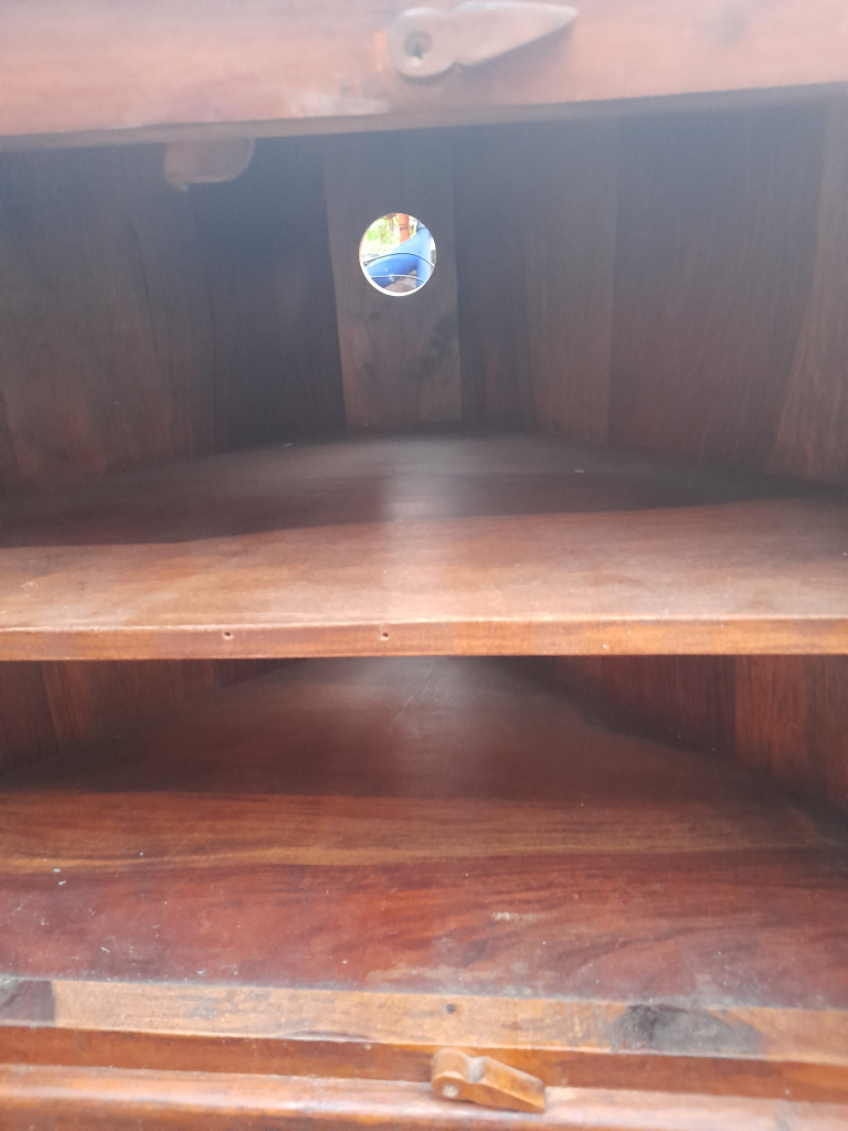 Heavy Spanish Style Solid Wood TV Cab With Wrought Iron 
