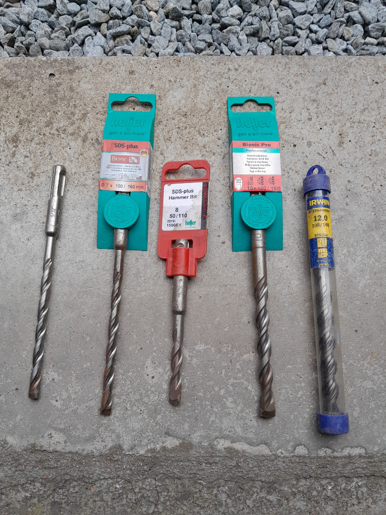 SDS Masonry Drill Bits 2x7mm, 8mm, 10mm, 12mm NEW and UNUSED