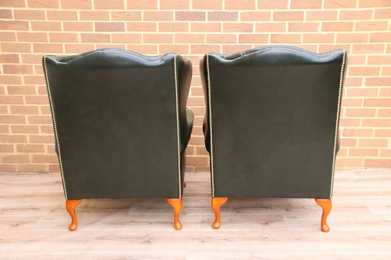Saxon Chesterfield Armchairs + Footstool (UK Delivery)