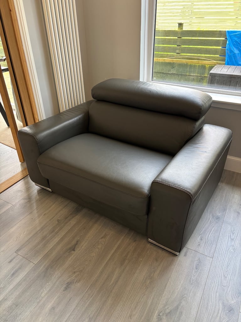 image for Love Seat (Single Sofa Bed) in Grey leather