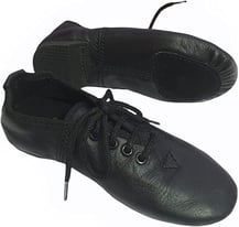 Jazz Dance Black Shoes Modern Stage Shoes, Rubber Split Sole, Pure Leather Jazz