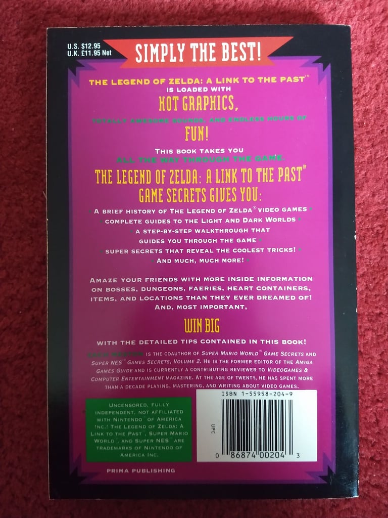 Nintendo SNES Book - The Legend Of Zelda - A Link To The Past Game Secrets