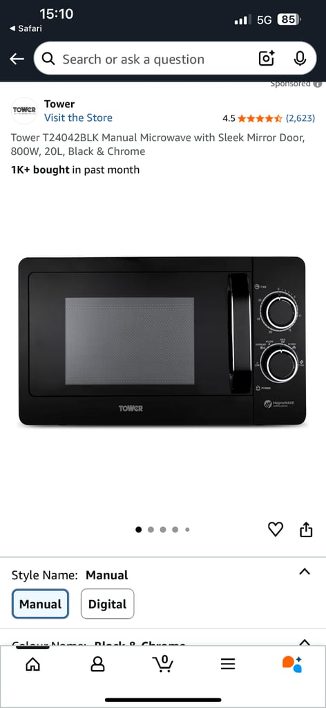 image for 20 Litre 800w Manual Microwave