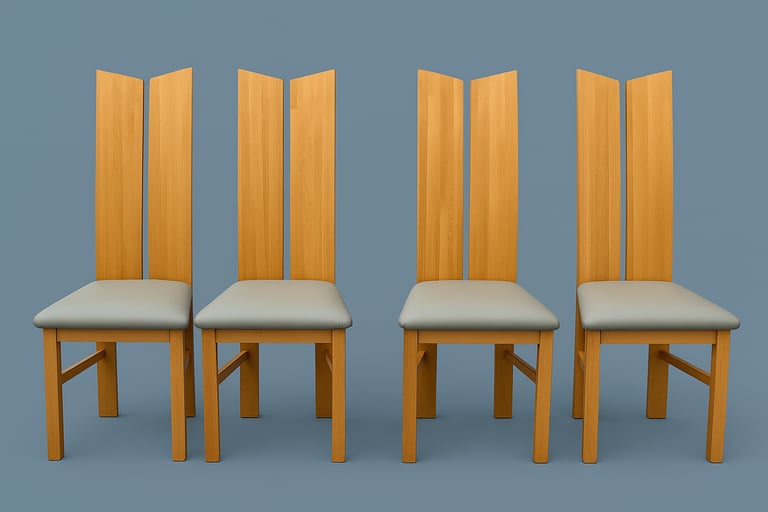Set of 4 solid oak chairs choice of colours