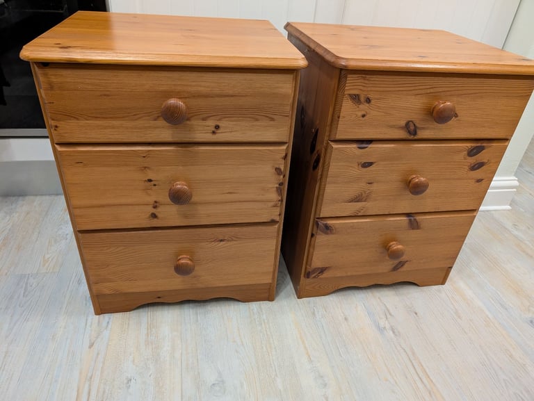 image for Pine 3 Drawer Bedside Cabinets x 2