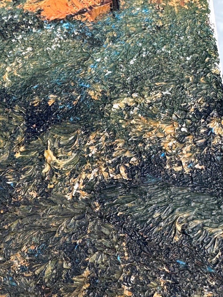 VINTAGE FRENCH OIL PAINTING, OIL ON CANVAS VILLAGE IN PROVENCE, SIGNED - 35x22cm - WILL POST!