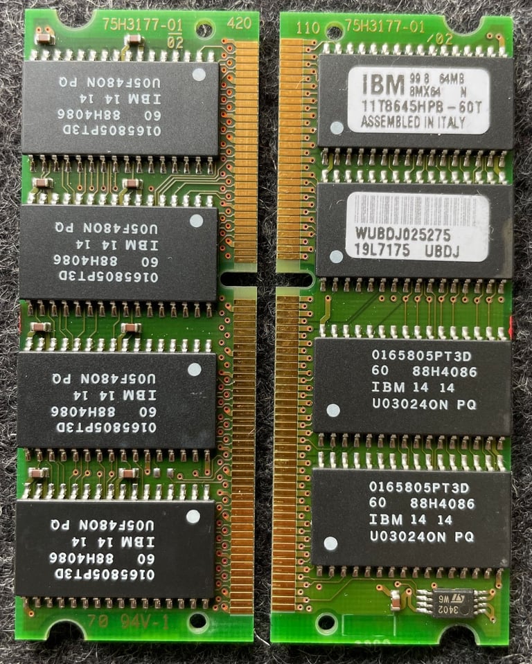 Dell Latitude CPi Laptop RAM - 2x 64MB IBM Modules