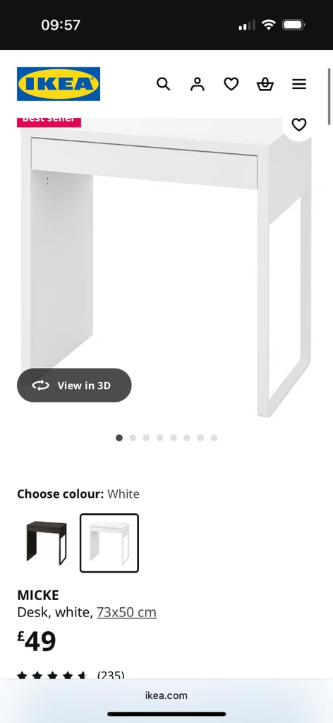 image for White single drawer desk 