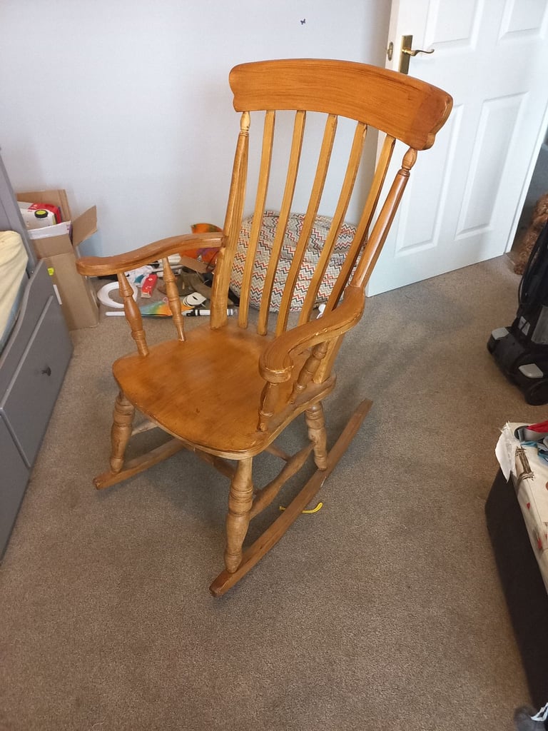 Rocking Chair with Full-Back Yellow Cushion Cover