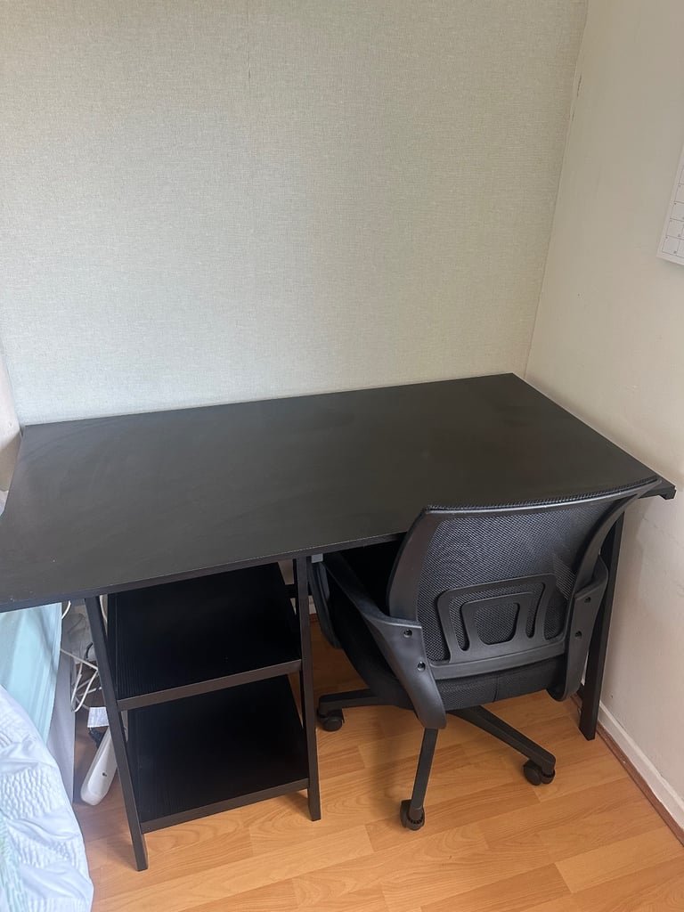 image for Black Desk and Office Chair