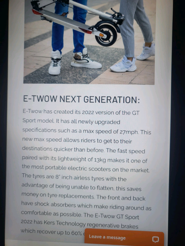 E-twow gt sport 30mph Bluetooth 