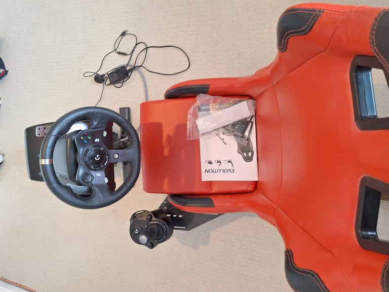 Gaming chair, pedals, wheel etc