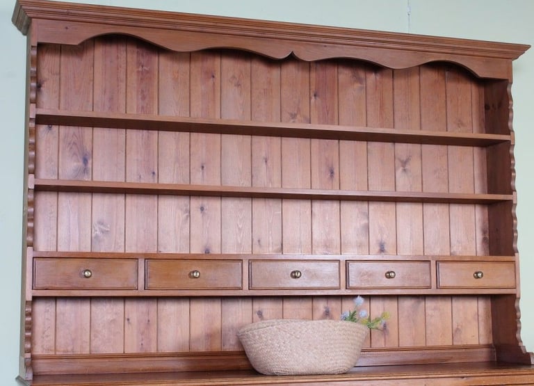 Delivery Options - Large Rustic Quality Made Pine Welsh Dresser 5 Spice Drawers