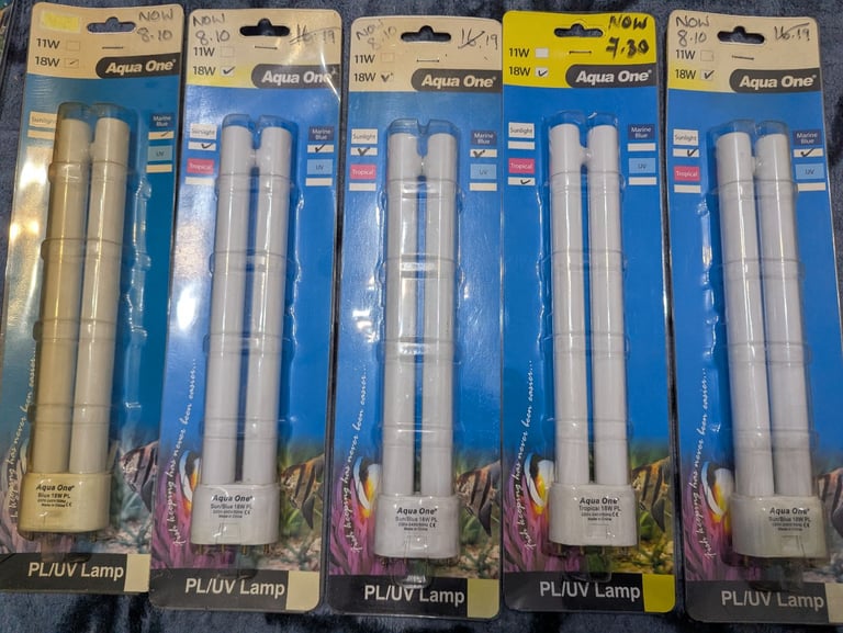 Aquarium light aqua one PL/UV 11w/18w/24w lamp, 2/4 pin fittings 