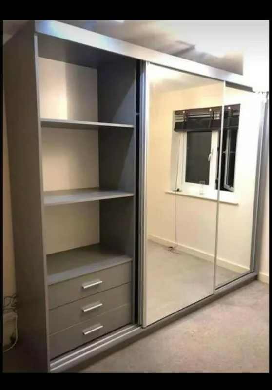 image for LUXURY WARDROBE WITH SLIDING MIRRORED DOORS - LIMITED STOCK, 1 YEAR WARRANTY