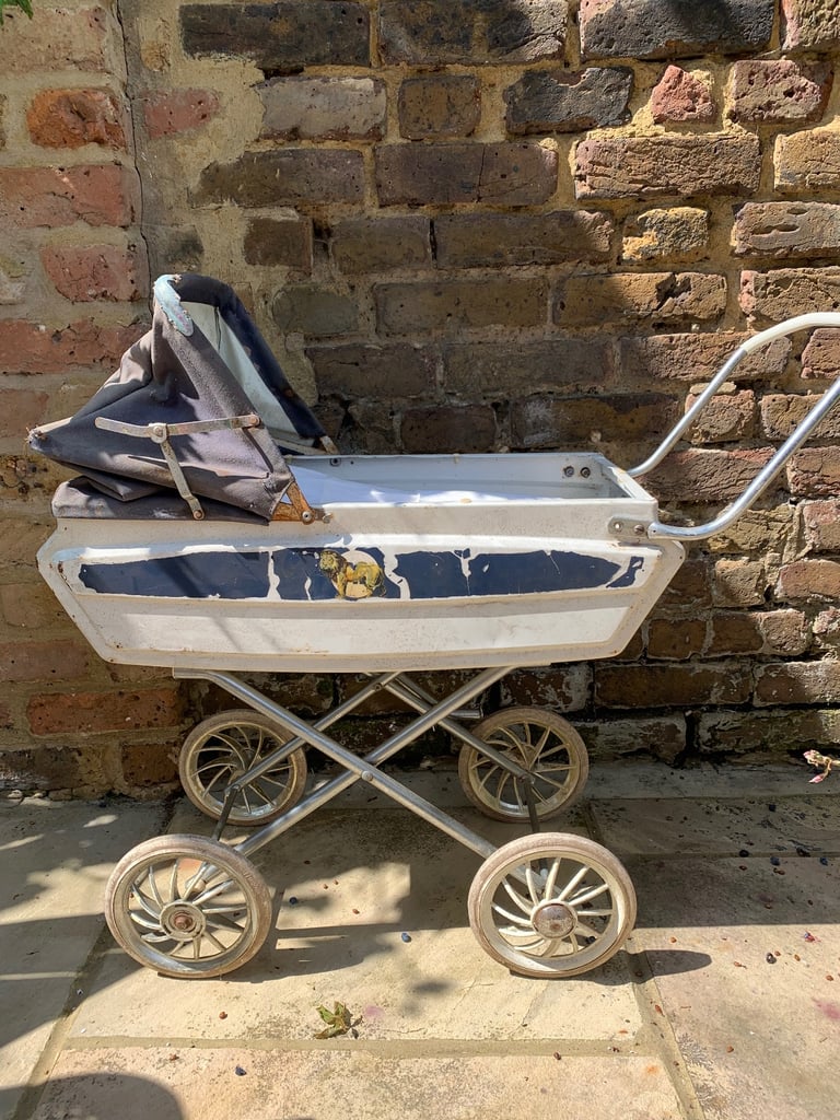 image for 1960s metal toy pram for restoration 