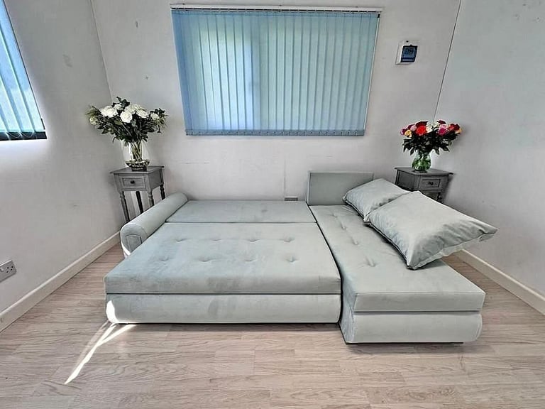 image for L shape corner storage sofa bed in grey colour 