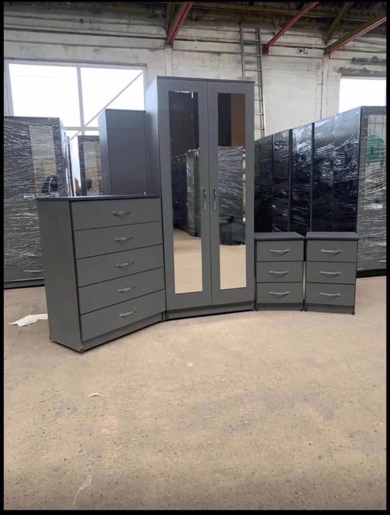 Modern Bedroom Furniture. Bedroom Suit Includes Bedside Tables, Chest of Drawers and Wardrobes