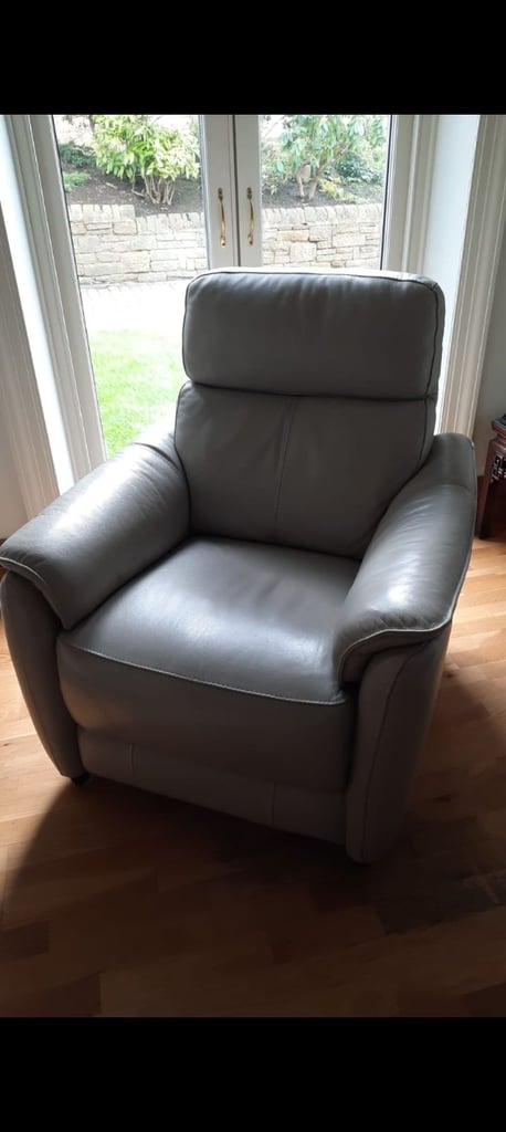 Grey leather arm chairs 